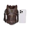 Womens Medieval Vintage Horse Head PU Leather Crossbody Bag Shoulder Bucket Bag Drawstring Pouch for Costume Parties