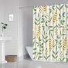 Watercolor Green Leaf Shower Curtain Digital Printing Polyester Fabric Waterproof Bathroom Decoration Home Easy to Wash