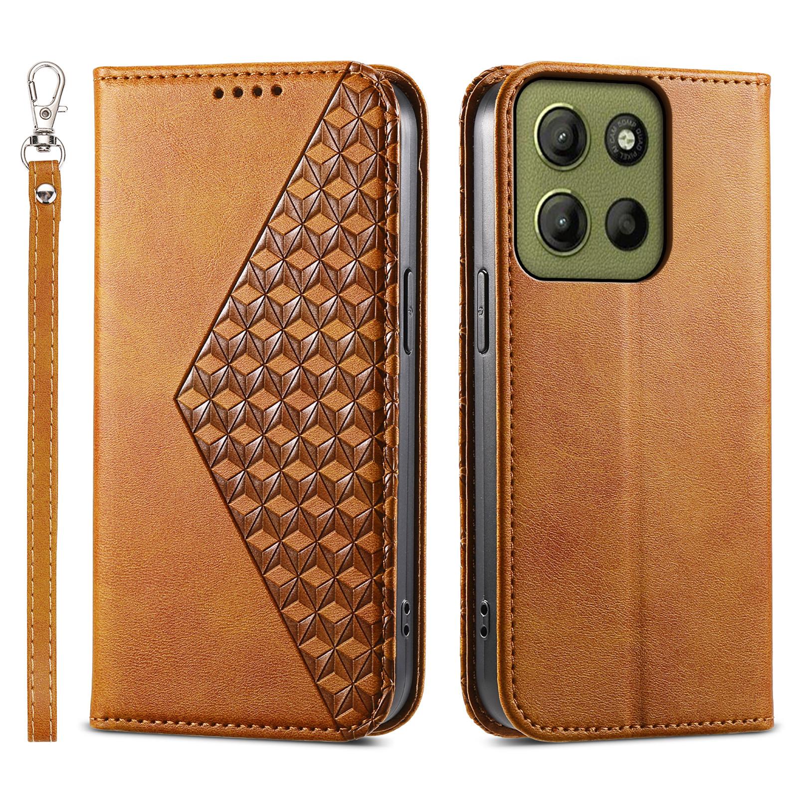 

Чехол для Motorola Moto G15 4G из ПУ кожи с текстурой телячьей кожи и кошельком Yellow