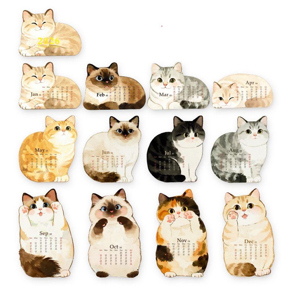 Cute Cat Dog 2026 Desk Calendar Pet Illustration Daily Scheduler Standing Calendar 365 Days Desktop Decoration Desktop Calendar