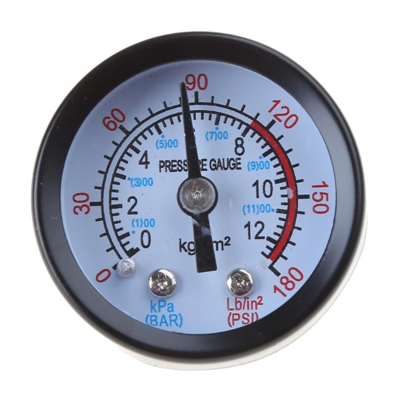 

0~180PSI 0-12Bar Utility Air Pressure Gauge Fittings Connection for Air Compressor Water Oil Gas Diameter 4.2cm 1