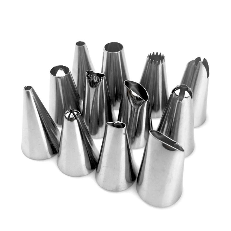 12Pcs Cake Decorating Stainless Steel Icing Piping Nozzles Pastry Tips Set Cake Baking Mold Tools Kitchen Accessories