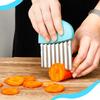Set of 2 Wave Waffle Crinkle Cutter, Stainless Steel French Fry Cutter, Potato Slicer, Crinkle Chopper, Potato Lattice, Carrot Chip Maker, Kitchen Too