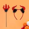 Teufel Cosplay Stirnband Teufelsstab für Jungen Mädchen Erwachsene Cosplay Party Halloween, Teufel Verkleidungszubehör für Karnevals