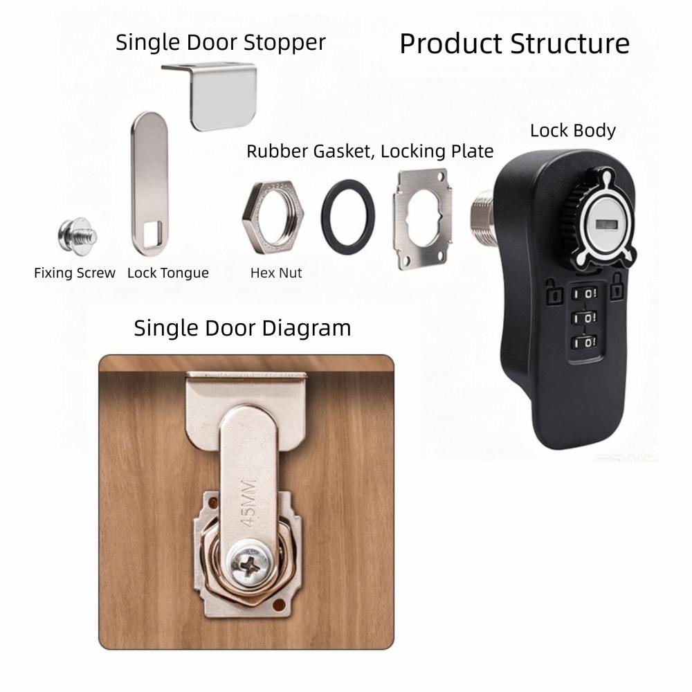 Zinc Alloy Combination Cabinet Lock 3 Digit Password Cabinet Lock Drawer Lock