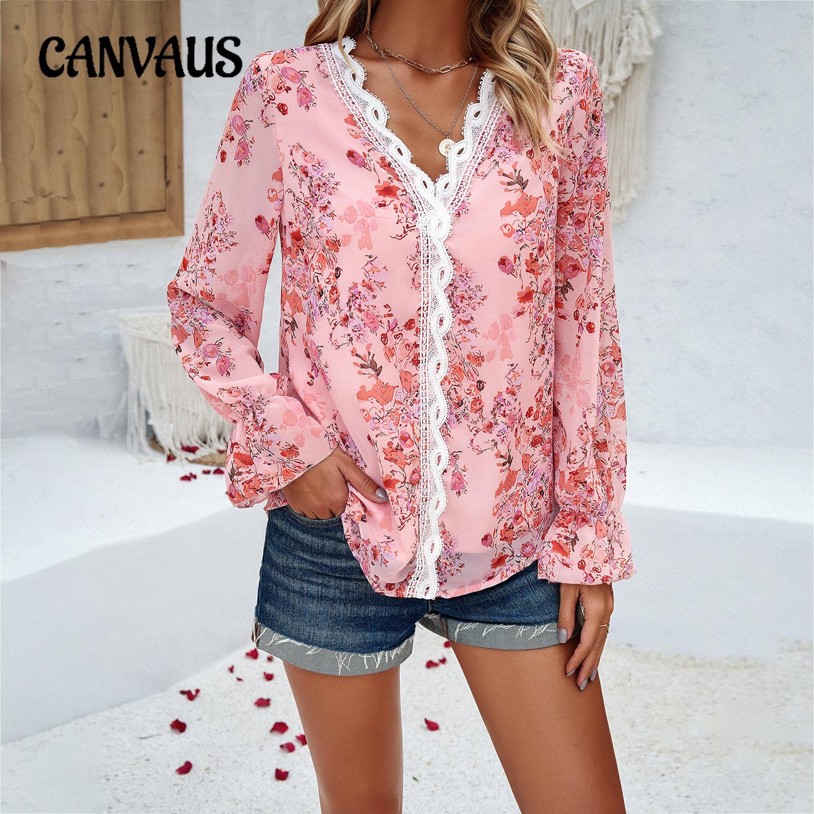 

Весна/лето женская рубашка Темперамент Повседневная рубашка с длинным рукавом и v-образным вырезом с принтом