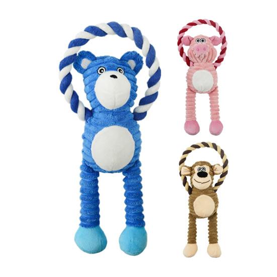 Squeaky Dog Toy Cotton Rope Dog Toy with Built-In Sound Generator Durable Plush Chew Toy for Small Large Dogs Teeth Cleaning Boredom Relief Pet Toys