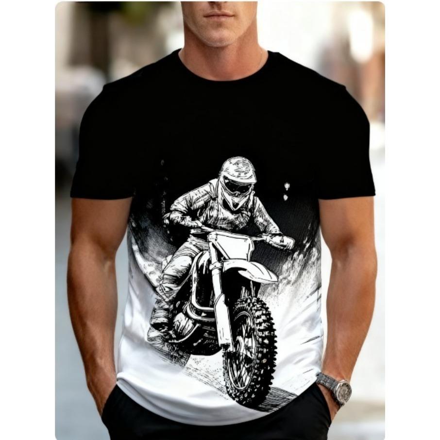 Men's Streetwear Sports 3D Print Loose Round Neck Short Sleeved T-shirt Top