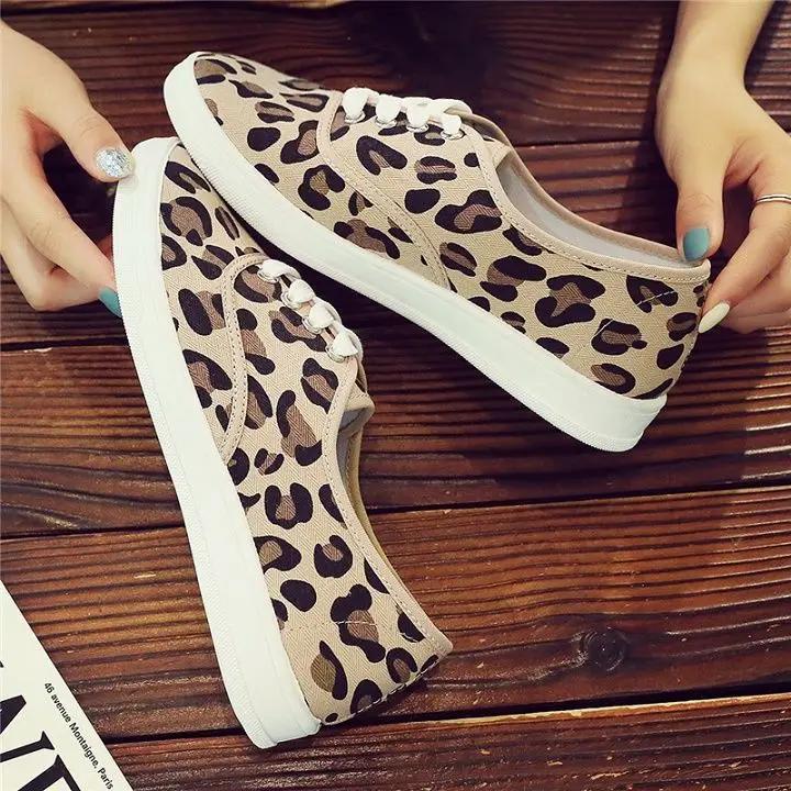 Fashion Leopard Print Canvas Shoes for Women Cheap Fashion 2025 High Quality Aesthetic Light Walking Designer Luxury 39 Woman Footwear