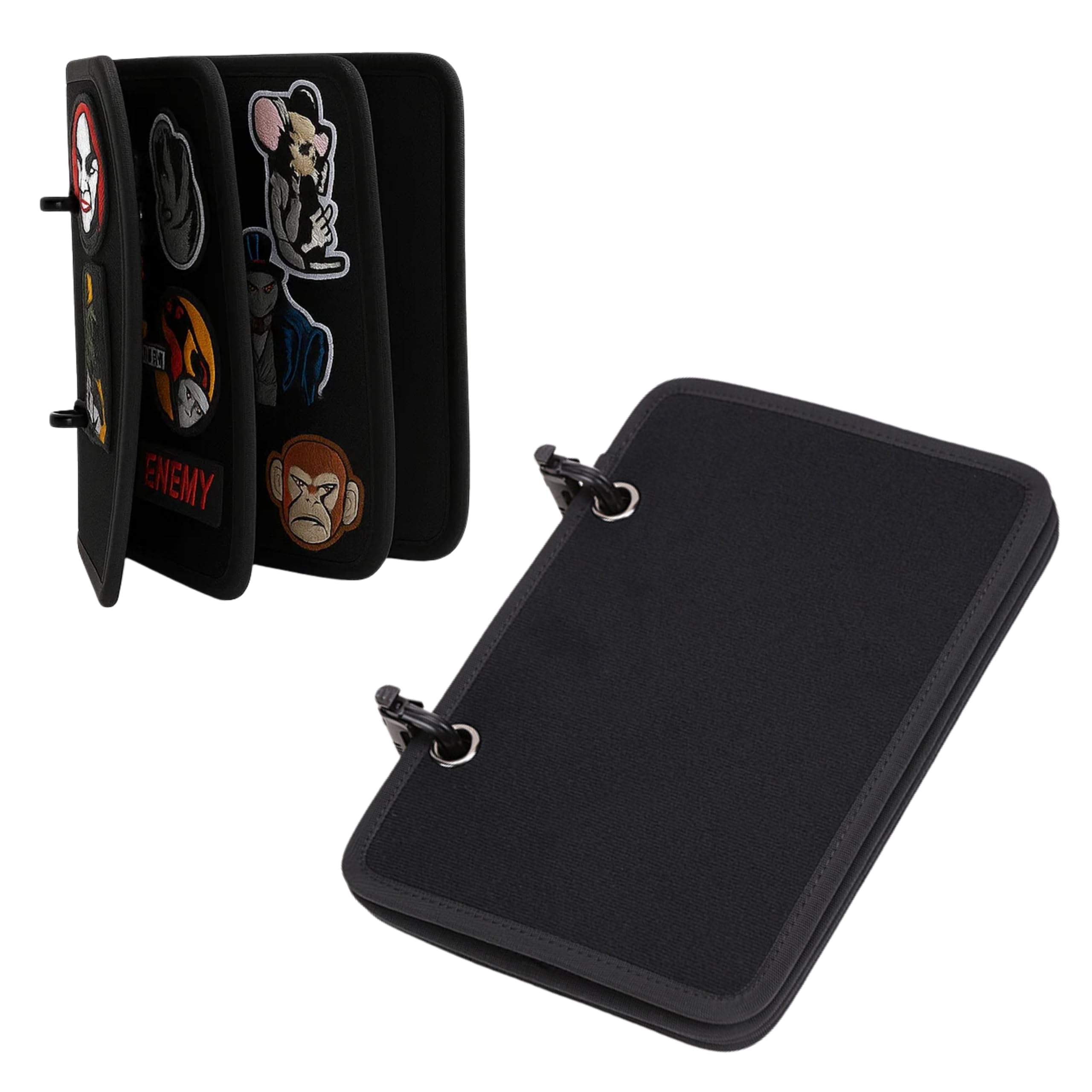 

Книга для патчей East Leaf, застежка на липучке и кольцевая, для хранения патчей, легко заменять, портативный книжный тип (черный)