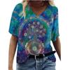 New Abstract Patterns T-Shirts Floral Flower 3D Print Women's V-Neck Short Sleeve T Shirt Y2K Tees Harajuku Tops Female Clothing