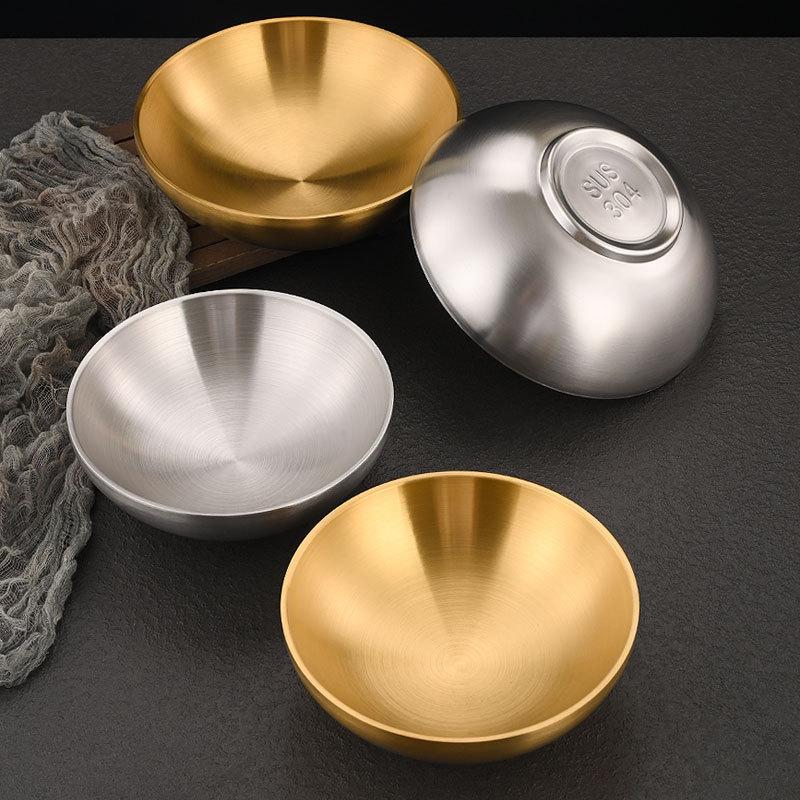 Korean 304 stainless steel noodle bowl commercial gold ramen bowl snail noodle bowl mixed with rice bowl big soup bowl