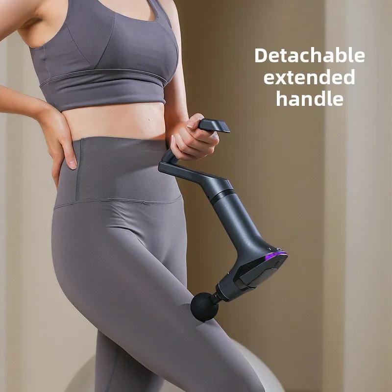 Portable Extended Handle Muscle Deep Tissue 3 In 1 Fascial Percussion Massage Gun Neck and Shoulder Back Vibration Massage Gun