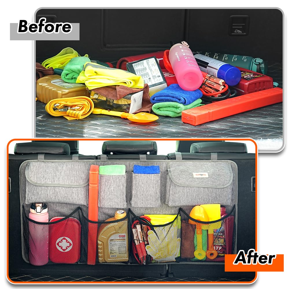 Trunk Storage SURDOCA Car Seat Back Pocket with Large Stable Velcro Easy Suitable for and Car Back Seat Storage Bag - Capacity, Design, Closure,