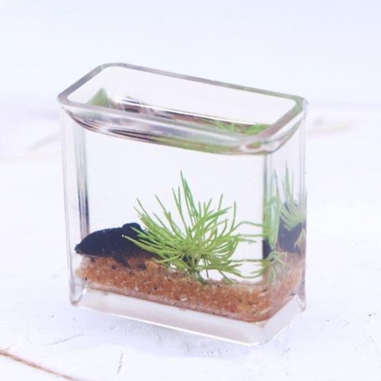 ოქროს თევზის თასის მოდელი რეალისტური დეკორატიული ორნამენტი მინიატურული მინის თევზის ავზი თოჯინების სახლის ფოტო რეკვიზიტებისთვის მინიატურული სცენები