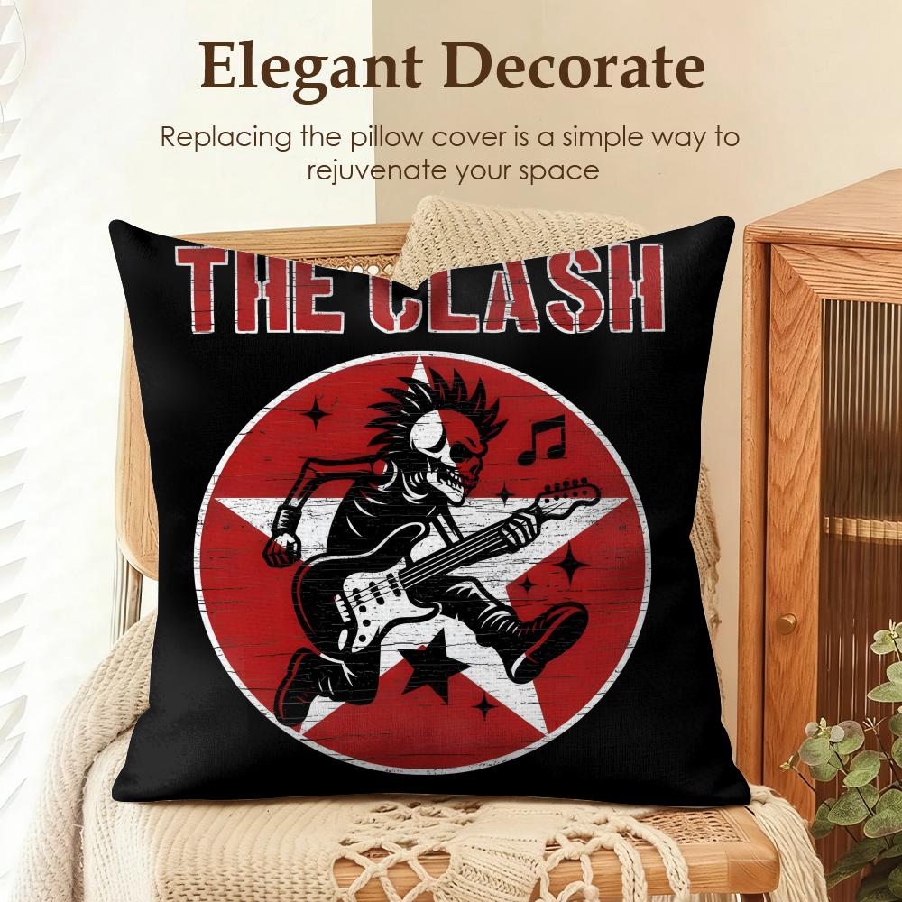 Band The CClash Cushion Cover Natural Linen Organic Fabric DoubleSided Printing Sofa Home Decor Gift Pillow Case