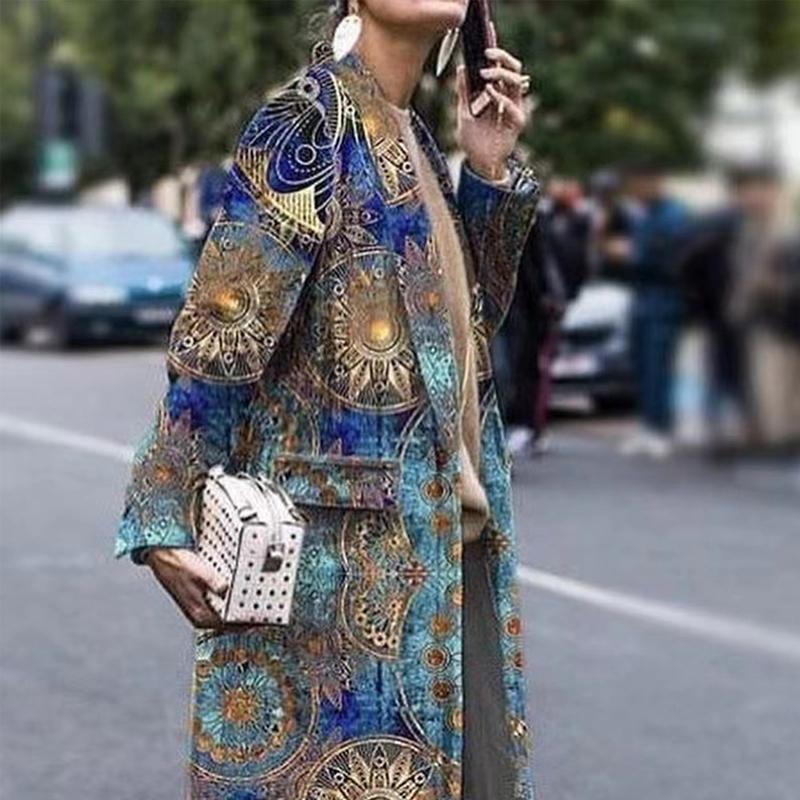 Cardigan lunghi da donna con stampa a quadri, autunno inverno, casual, manica lunga, vestibilità larga, capispalla eleganti con revers e bottoni