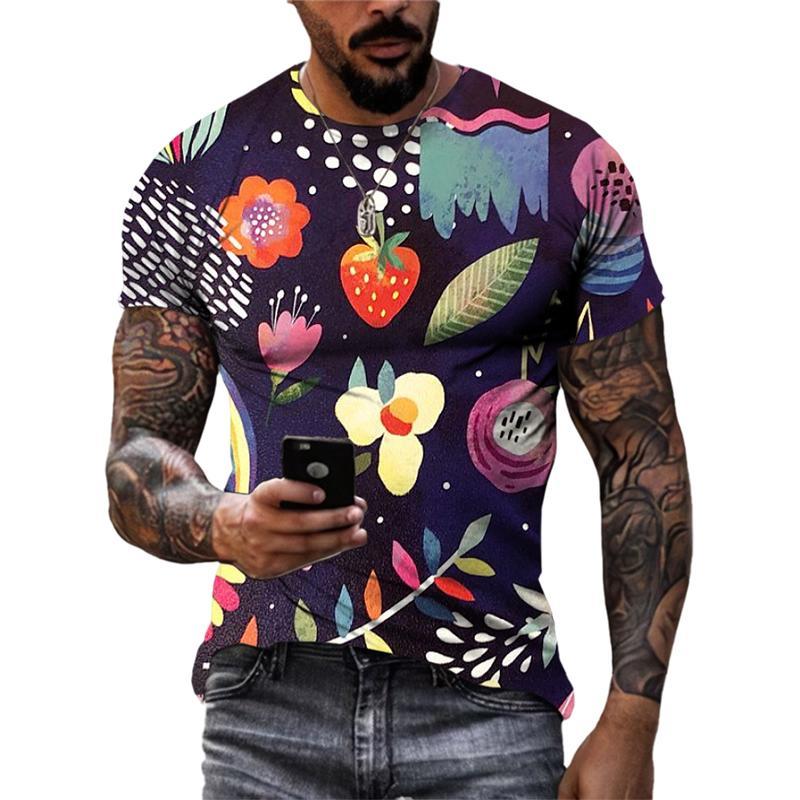 Fashion Beautiful Personality Plant Flowers 3D Print T-shirts Summer Street Style Men