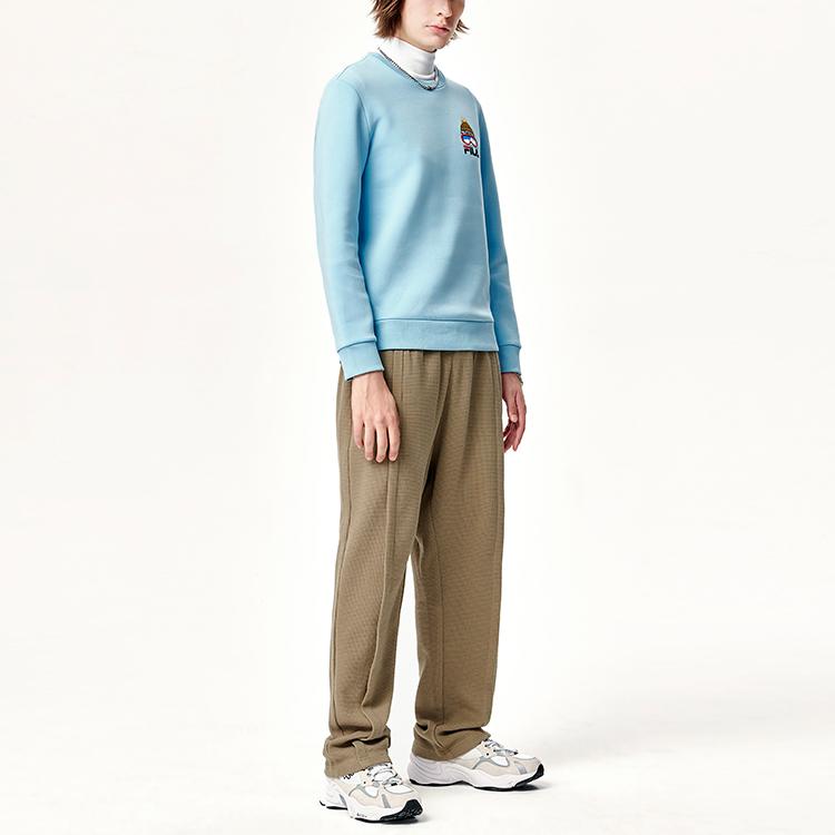 FILA Embroidered Logo Casual Knit Pullover Sweatshirt Men sweatshirt Ridge-Blue F11M148203F-LB