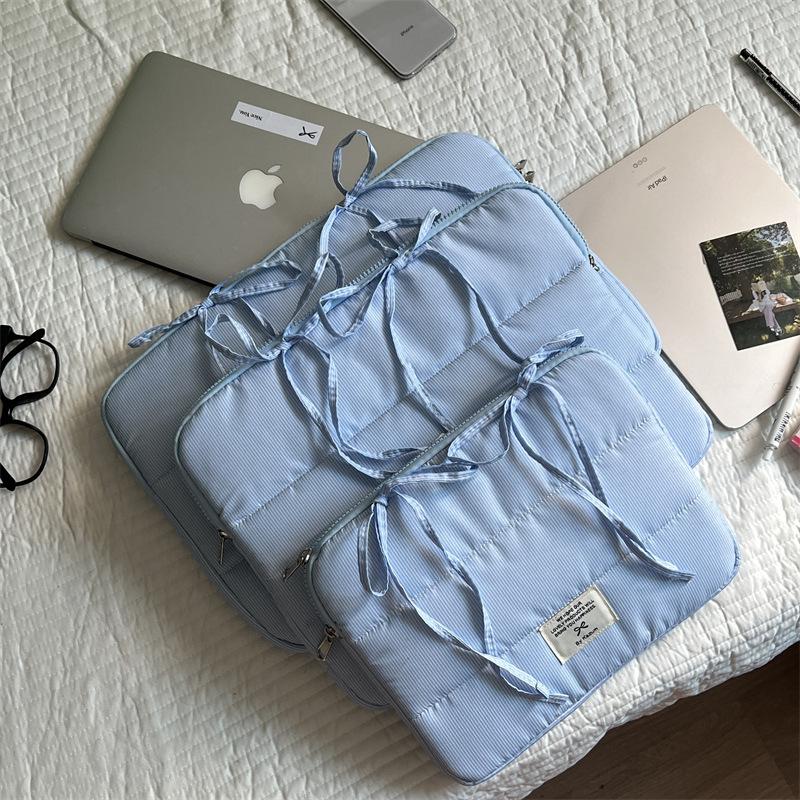 

TS JYL laptop bag,Korean New Ocean Bow Tablet Bag Laptop Sleeve Stripe Pattern 11 inches синий