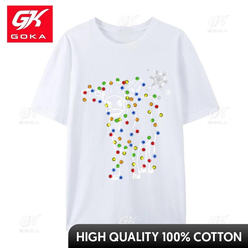 Cow Christmas TShirt Camisas Unisex Print Cotton Harajuku Shirt Camisa Short Sleeve Unisex Tshirts Autumn Top TShirt Crew Neck