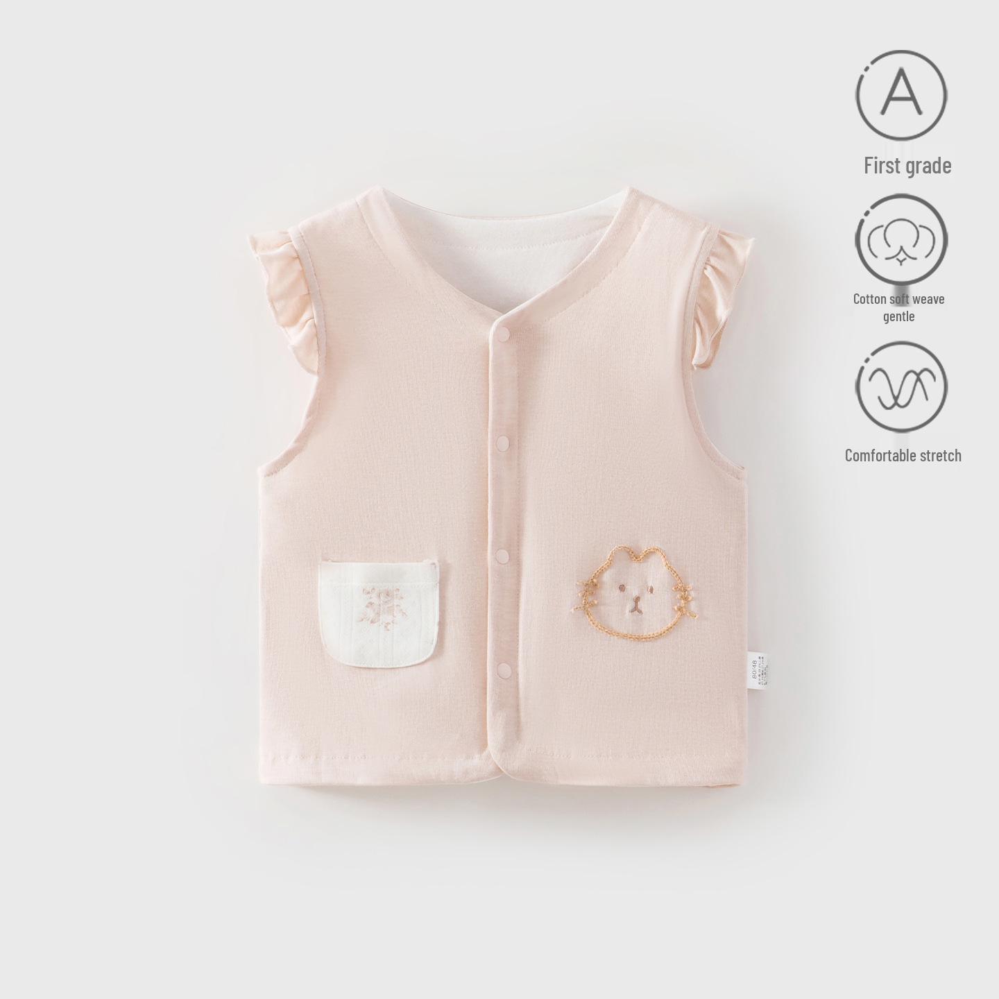 Baby Double-Layer Warm Vest - Lightweight Spring/Autumn Outerwear for Newborns and Children Size 100 коричневый/кремовый