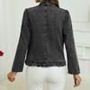 Giacca Corta da Donna Moda Tinta Unita in Denim a Maniche Lunghe con Bordi Arricciati Capospalla Casual Leggero per l'Uso Quotidiano