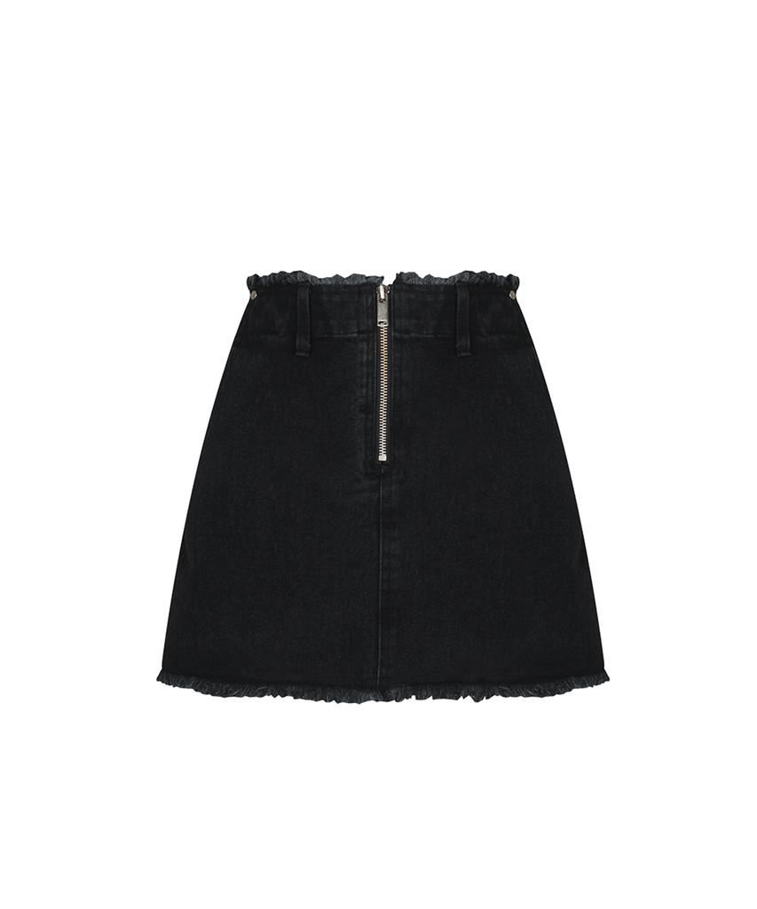 More Than Black Cut Off Denim Skirt