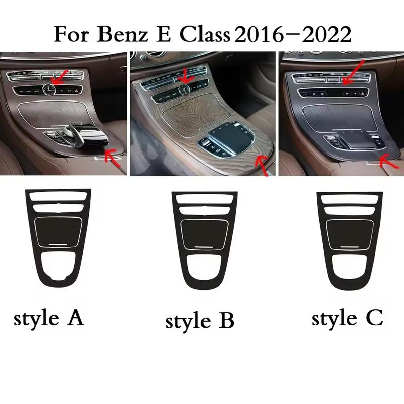 Naklejka na wnętrze samochodu Folia ochronna na skrzynię biegów do Mercedes Klasy E W213 2016- Naklejka na panel biegów samochodowych Tekstura włókna węglowego
