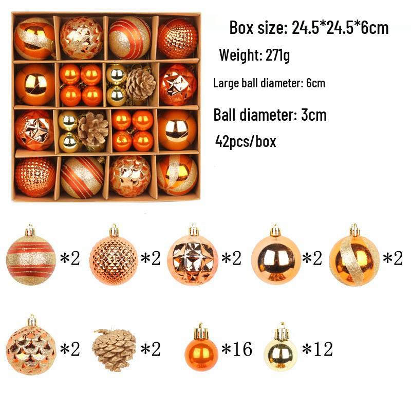 Cangyan Painted Christmas Ball Ornament Set – Mixed Styles, Electroplated Decorative Baubles In Gift Box for Christmas Tree.