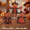 3Pcs Wooden Pumpkin Man Tabletop Decor Vintage Print Pumpkin Scarecrow Party Sign  Farmhouse Setting