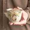 Chinese Tradition Ru Kiln Ceramic Tea Cup Hand-painted Cute Cat Flower Tea Bowl Handmade Teacup Exquisite Household Tea Set Gift