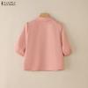ZANZEA Women Casual Turn Down Collar Summer Short Sleeve Blouse