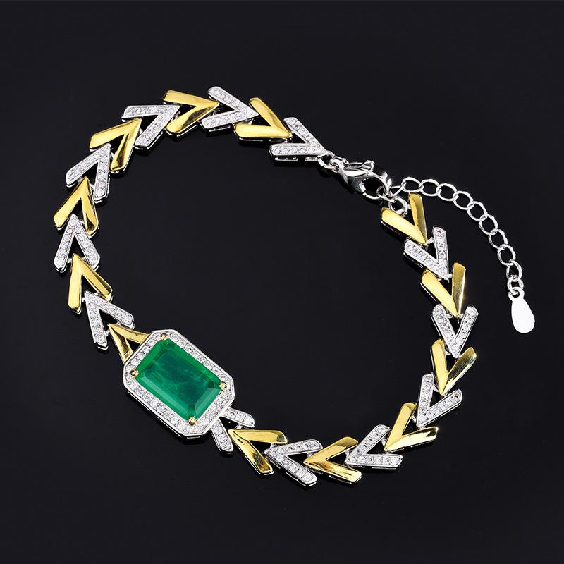 New Cuban Chain Paraiba Bracelet Jewelry Ruby Women's Style Fashionable Palace Retro Luxury