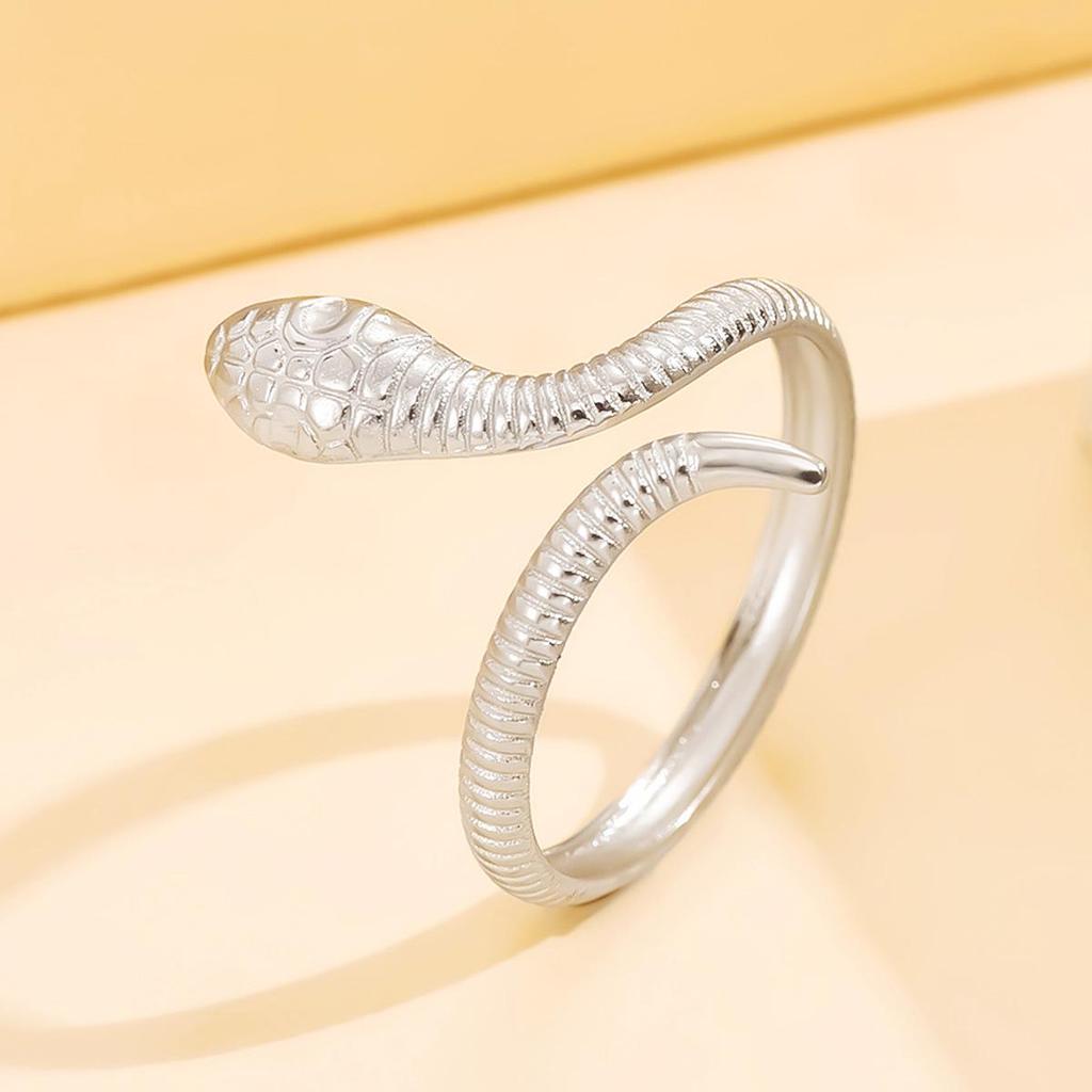Adjustable Stainless Steel Snake Ring - Punk Style for Women