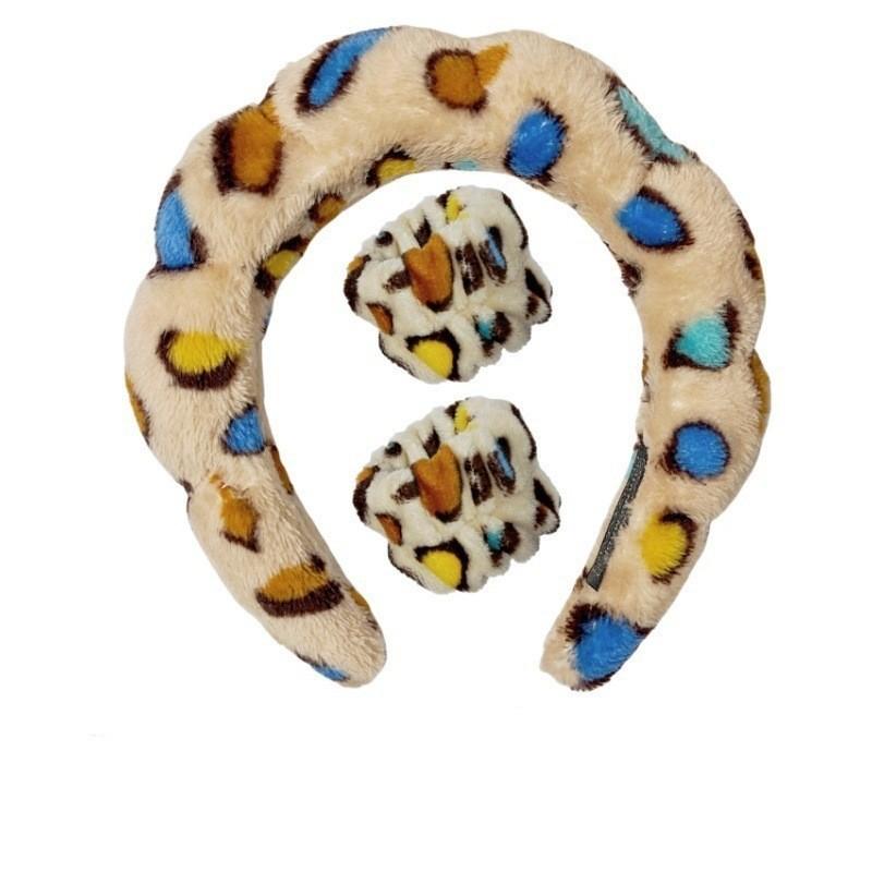 3PCS Spa Headband for Washing Face Wristband Set Sponge Makeup Headband Wrist Towels Bubble Hairband for Women Hair Accessories