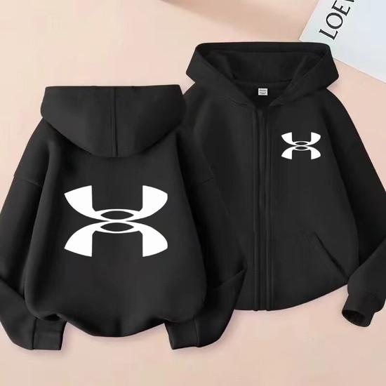 Kinder Strickjacke Herbst Winter Hoodie Reißverschluss Stil Sweatshirt 3-12 Jahre Jungen Mädchen Buchstabe Sport Oberteil Lässige Mode Lockere Jacke Kleidung
