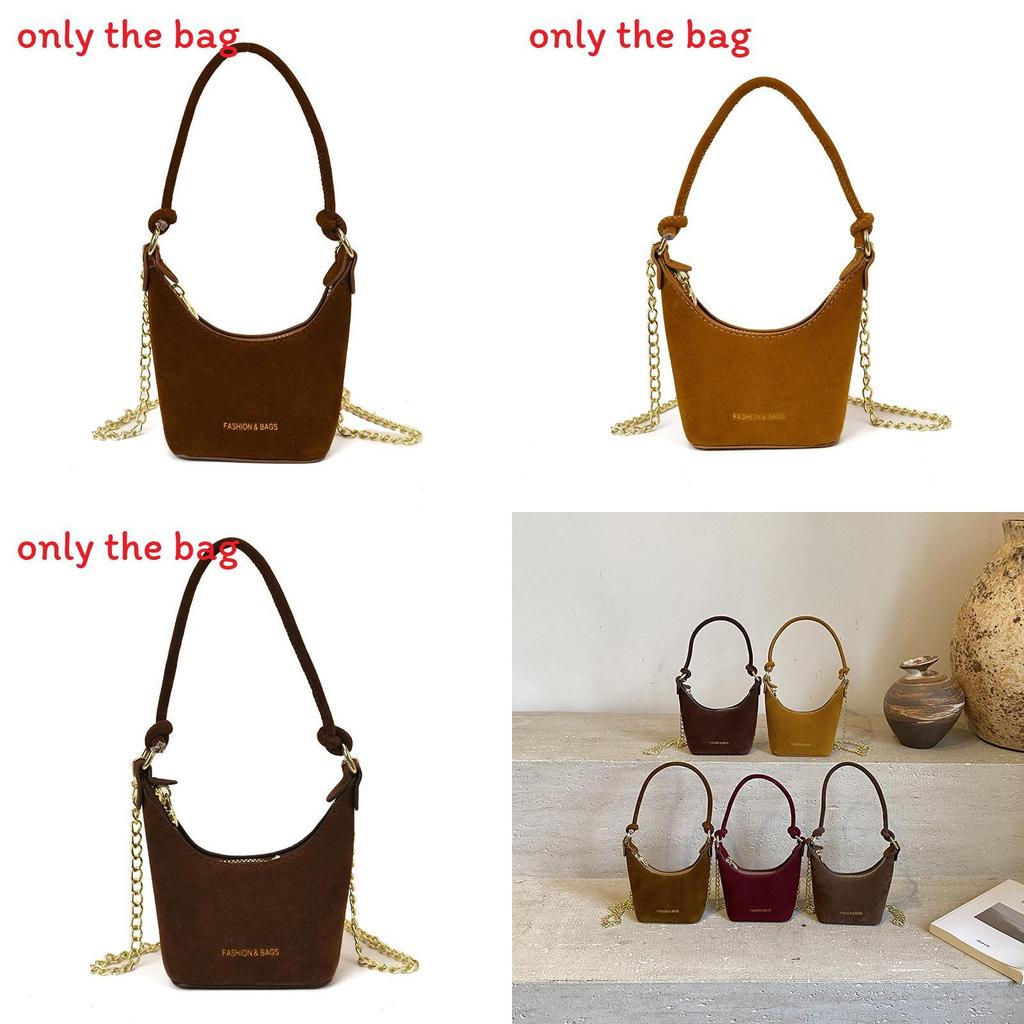 Children Retro Frosted Velvet Bucket Bag With Solid Color Design For Daily Use