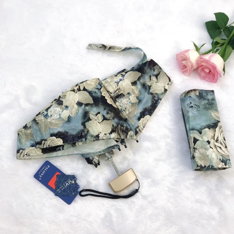 PALONY Retro Rose Print 5-Fold Dual-Use Umbrella