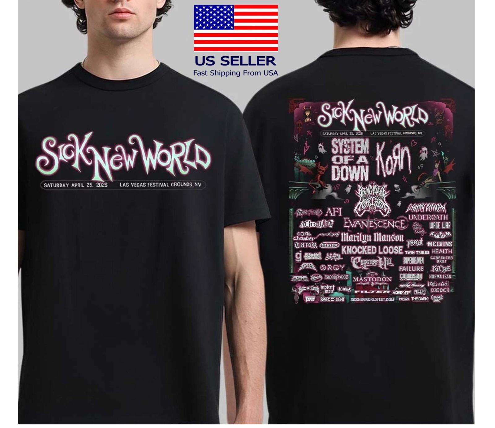 SALE Sick New World Festival 2026 Lineup In Las Vegas NV April 25 2026 T-Shirt XXL