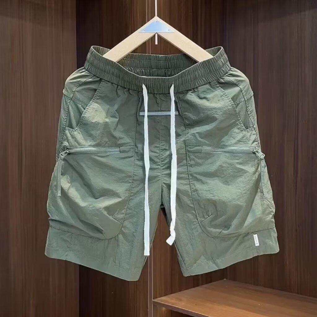 

Summer Men s Quick-Dry Zipper Pocket Work Shorts - Korean Style, Versatile, Lightweight, and Loose-Fit L армія зелений колір
