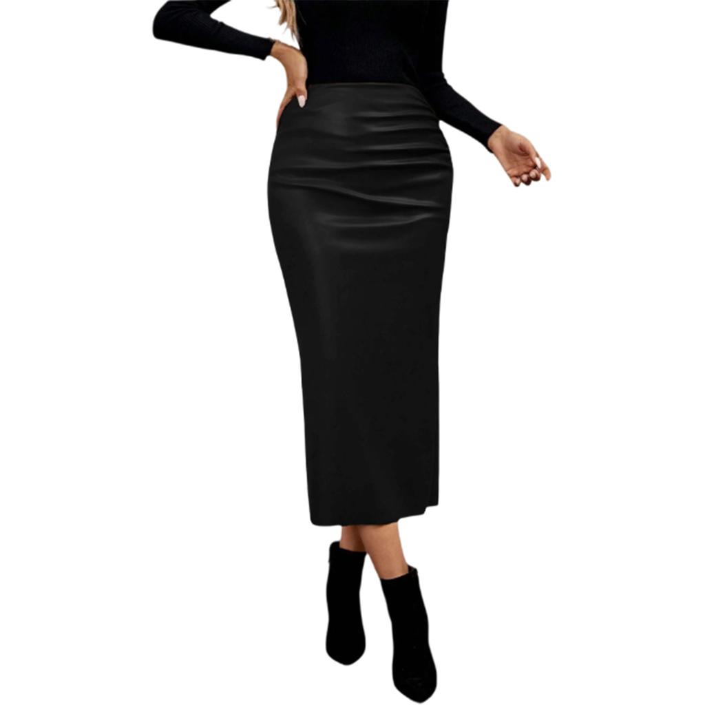 New Women's Fashionable And Sexy High-Waisted Slit Bodycon Skirt