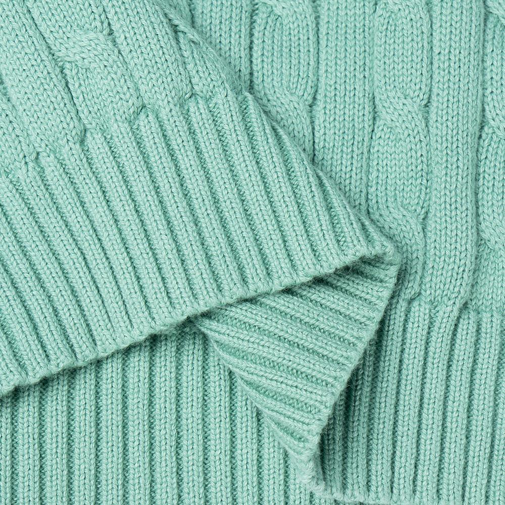 Maglione da Donna Girocollo a Treccia Colore Unico con Logo Ricamato Polo Ralph Lauren Verde 211570012-129