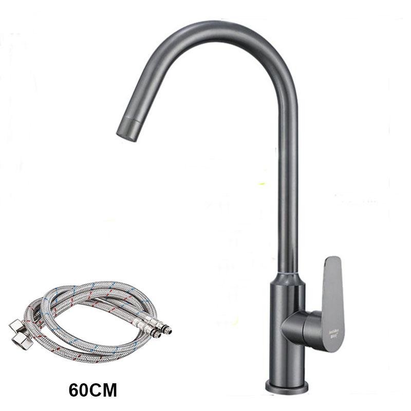 Stainless Steel Thickened Kitchen Faucet Large Bent Pipe Single Handle Hot And Cold Mixer Water Tap Bathroom Faucet