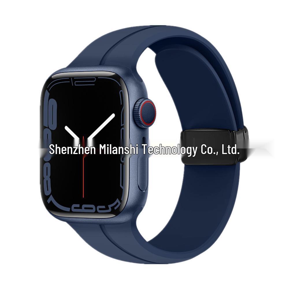 Magnetic Silicone Folding Buckle Band for Apple Watch & iWatch 6/7/8/9/10/SE/Ultra 2