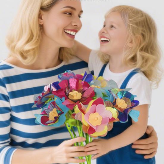 1 Set DIY Fabric Flower Bouquet Kit Kids Handmade Colorful Flower Making Toy Toddlers Girls Educational Floral Bouquet Arts Crafts Activities Toy