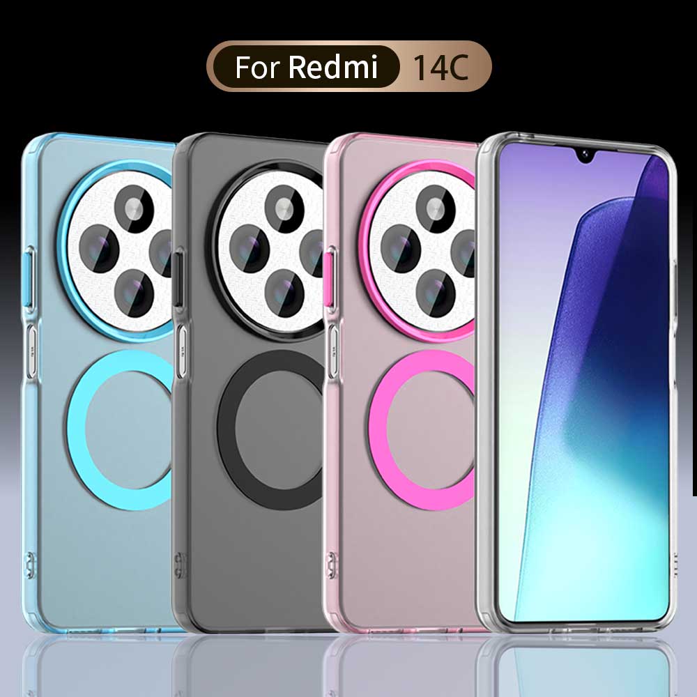 Magsafe Matte Phone Case For Xiaomi Redmi 14C Magnetic Wireless Charging For Xiaomi Redmi 14R Shockproof Back Cover