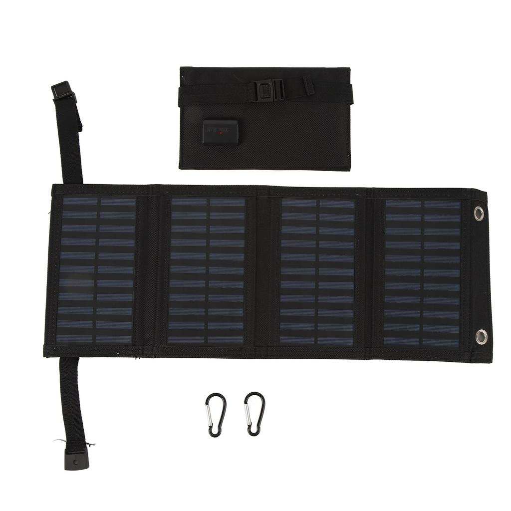 Folding Solar Panel with USB Port 5.5V 20W Monocrystalline High Efficiency IP65 Waterproof for Outdoor Camping Black