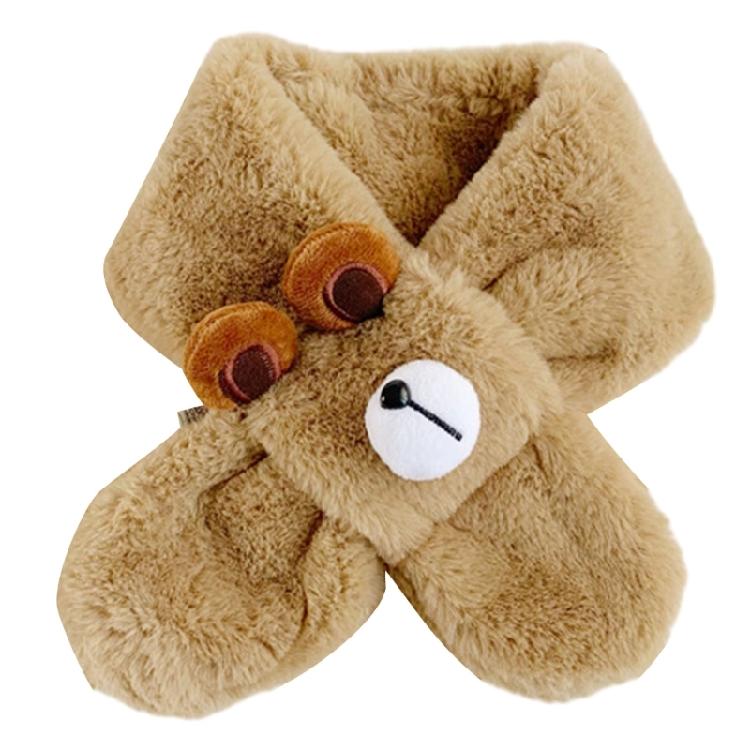Girls Neck Scarf InsStyle Baby Cartoon Scarf Furry Plush Neck Warmer for Outdoor