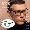 5pcs Portable Anti-Blue Light Reading Glasses (Unisex) – Anti-Fatigue HD Readers (+1.0 To +3.0 Magnification)